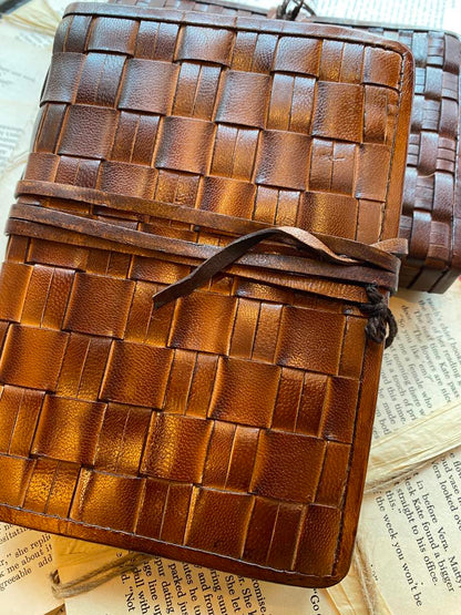 Casper Woven Leather Journal - Small - La De Da
