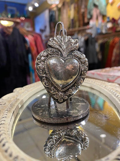Tibetan Silver Sacred Heart Ring - La De Da
