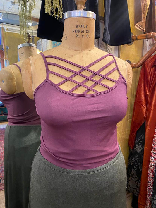 Curve Cross Front Cami - Eggplant