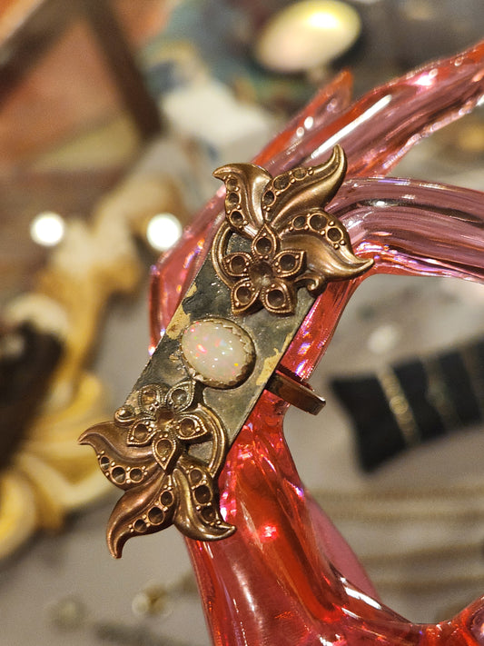 Vintage Floral Ring with Opal