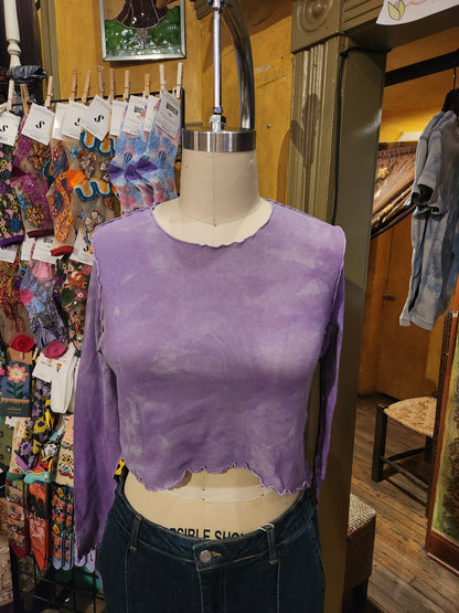 Hand Dyed 'Cutloose' Mesh Top - Purple
