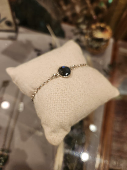 Labradorite Stone Sterling Silver Bracelet