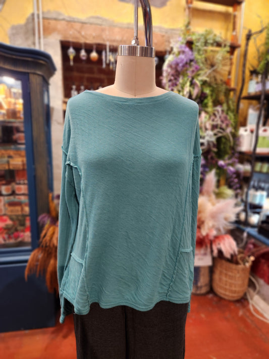 L/S Raw Edge Top - Riviera