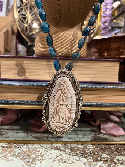 Tourmaline Carved Mary Necklace