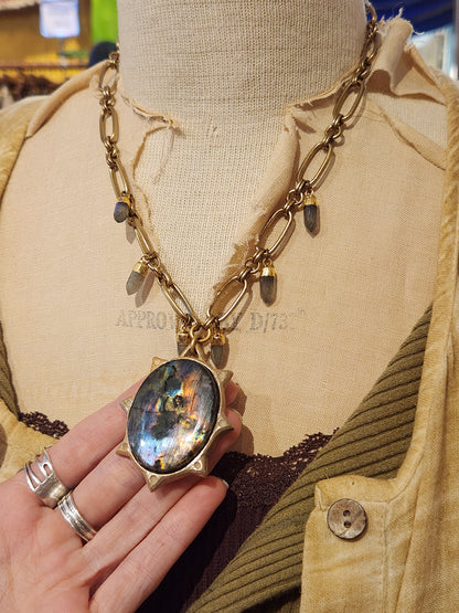 Labradorite Spiked Necklace
