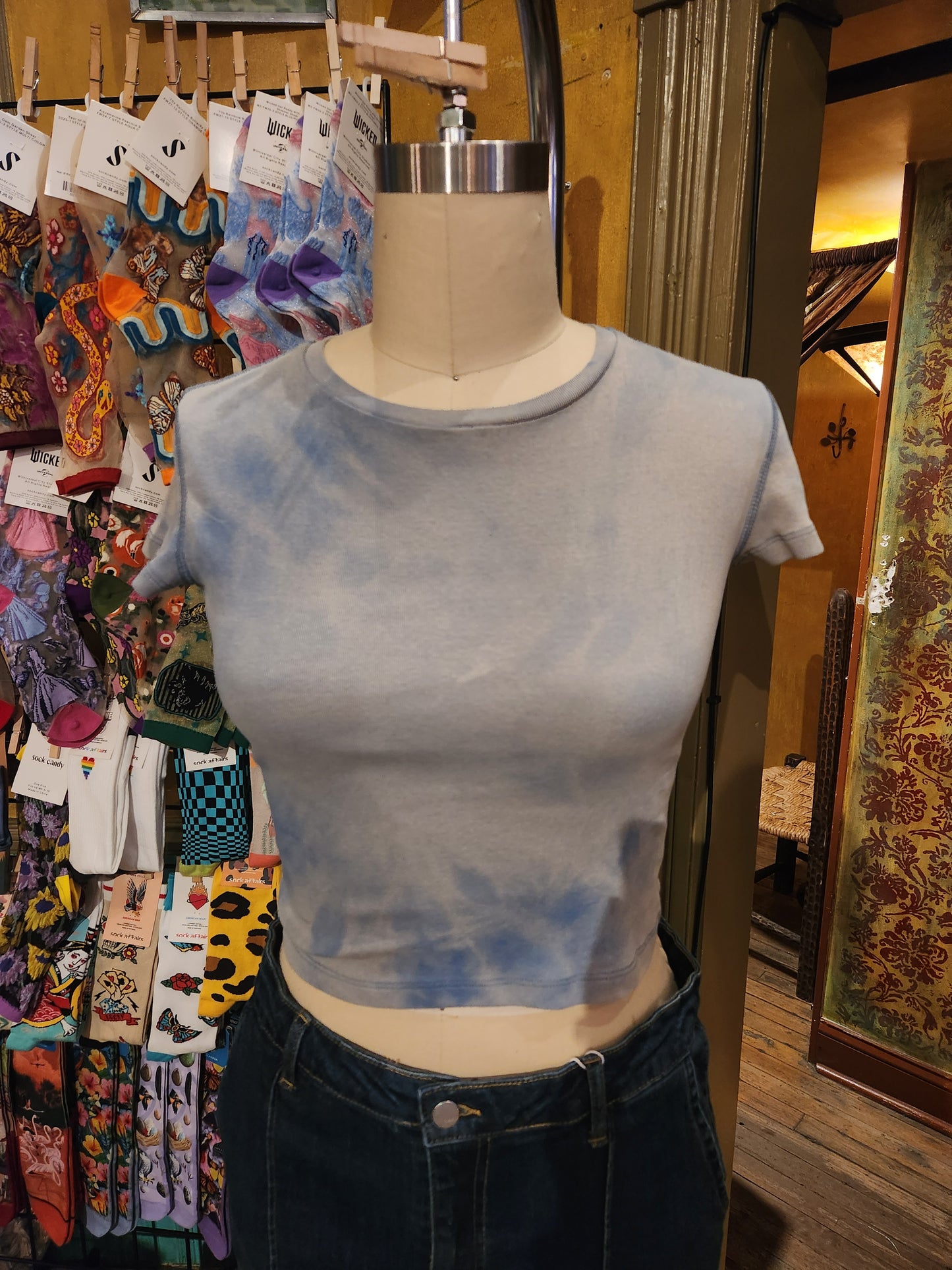 Hand Dyed 'Mimosa' Baby Tee - Grey