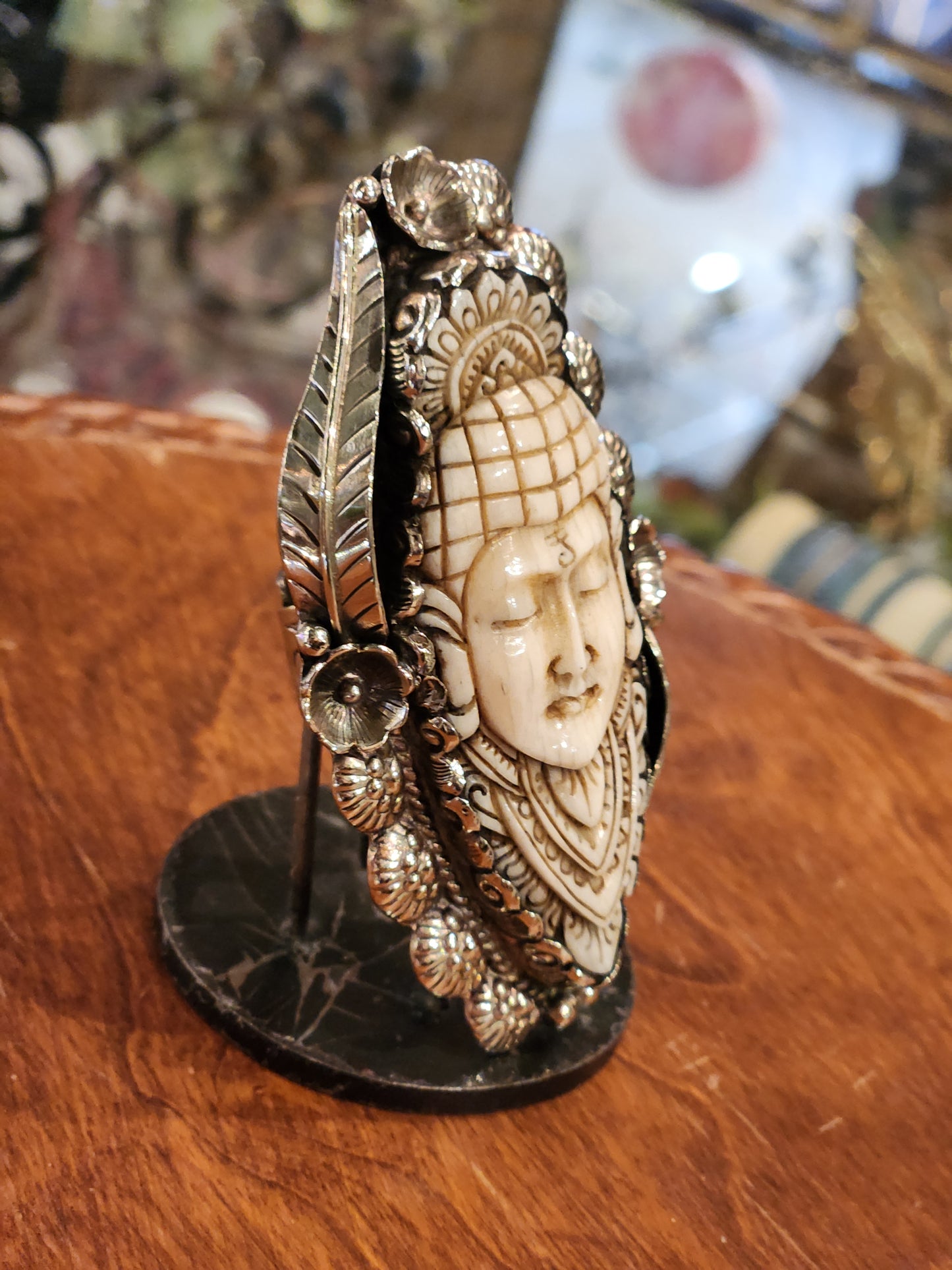 Carved Bone Buddha Ring