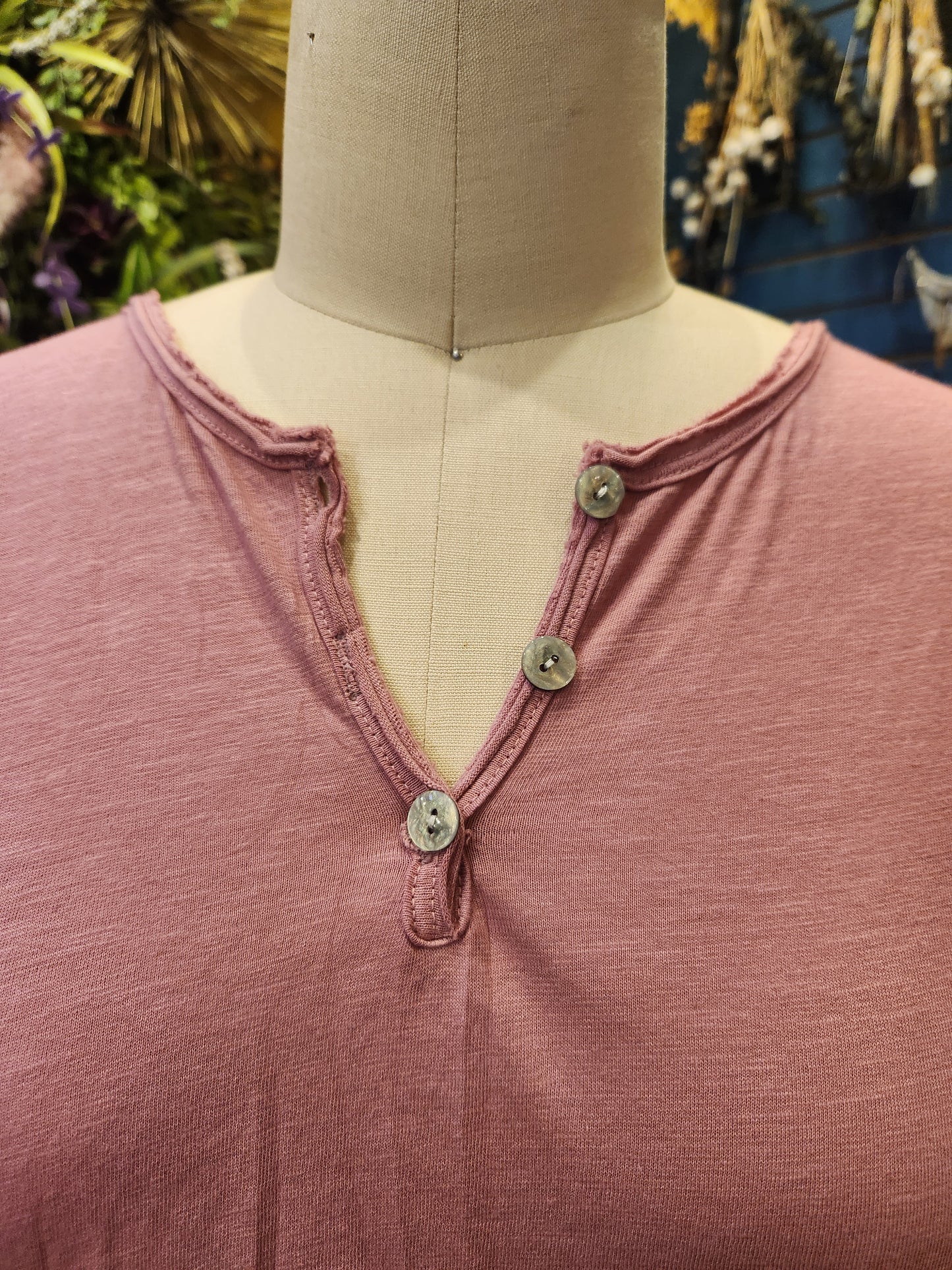 Henley Cotton Summer Top  (multiple colors available )