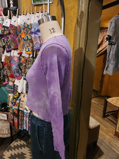 Hand Dyed 'Cutloose' Mesh Top - Purple