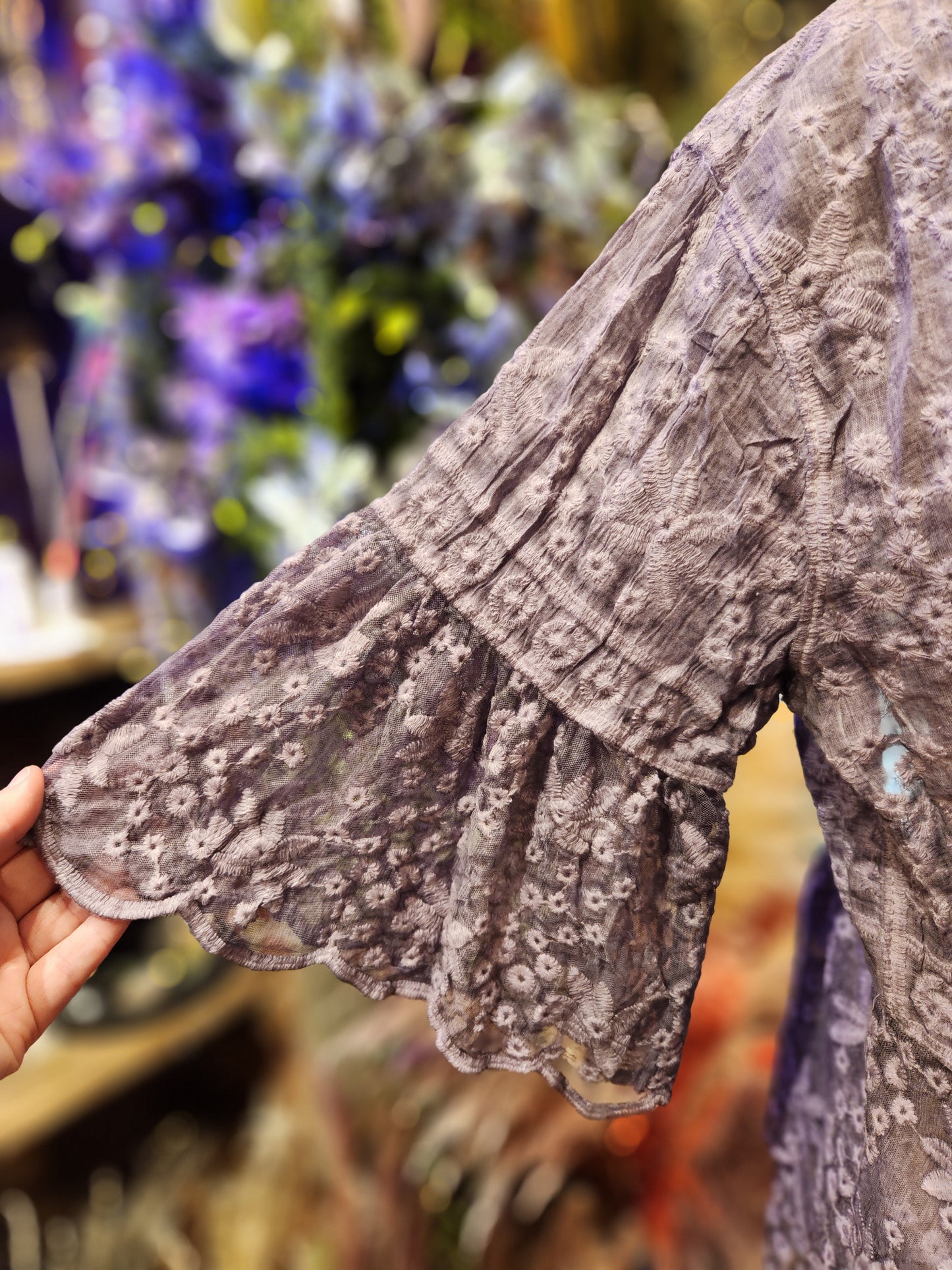 Vintage Embroidered Lace Cotton Blouse - One Size