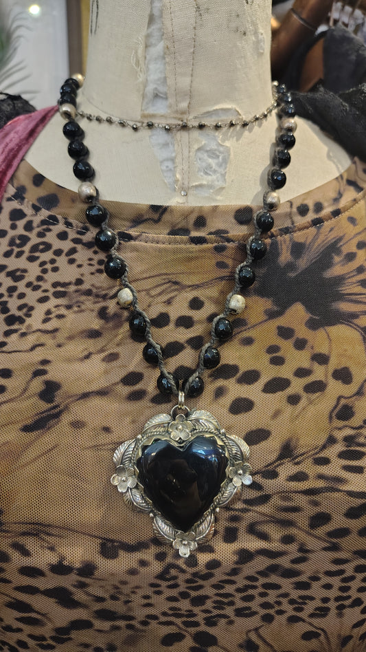 Onyx Heart Necklace
