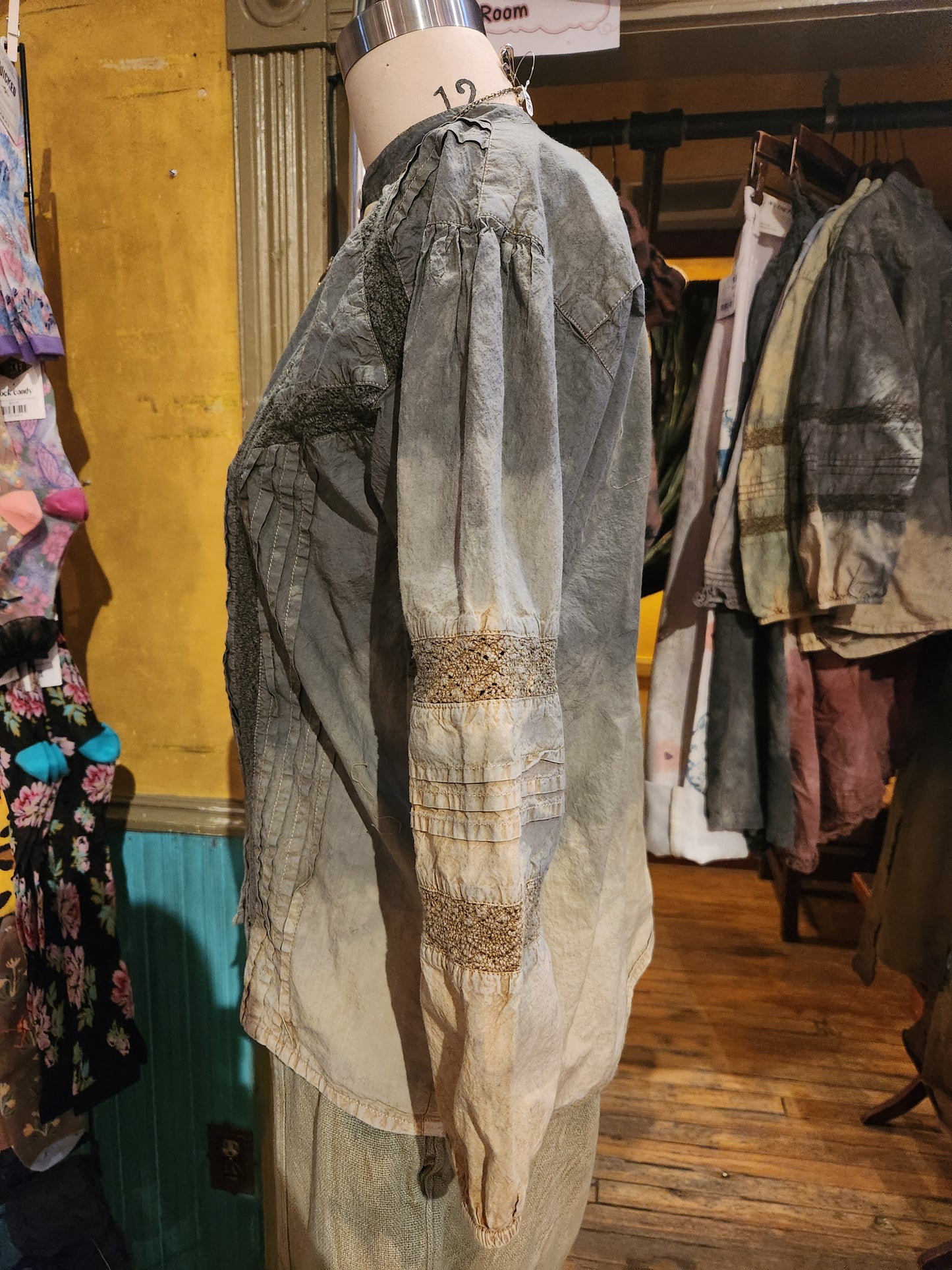 Hand dyed 'Paperlace' Blouse - Storm