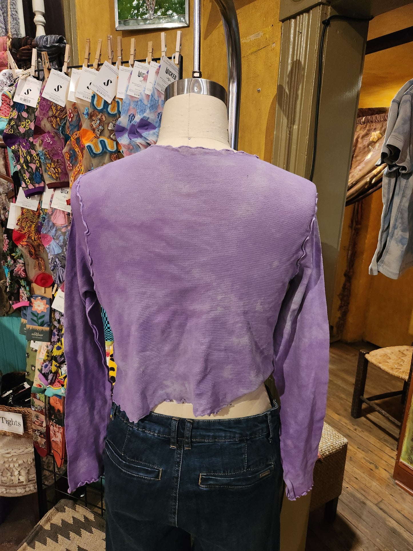 Hand Dyed 'Cutloose' Mesh Top - Purple