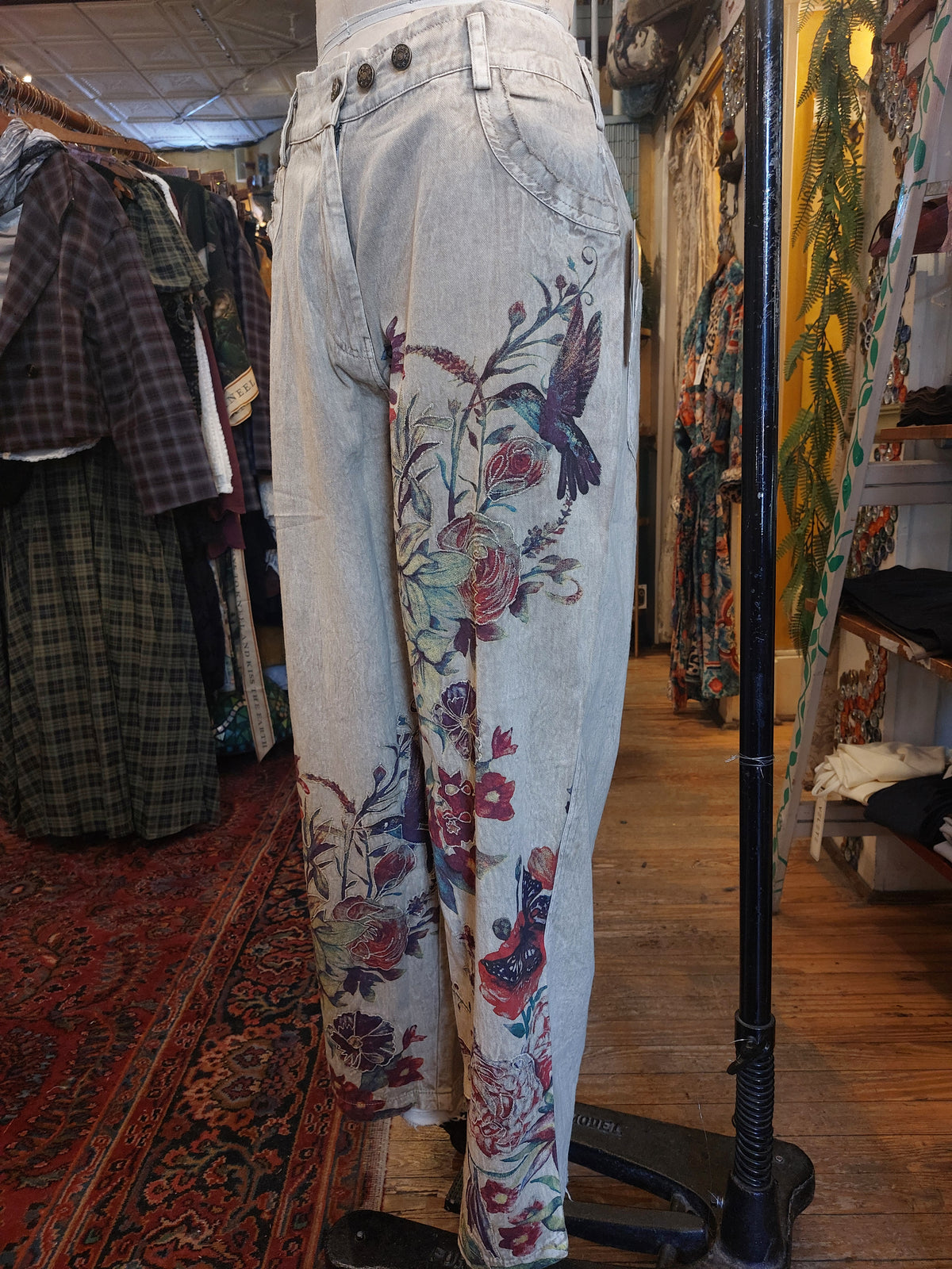 Khaki Floral Embroidery Pant