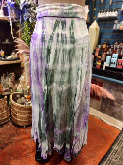 Green/Purple - Tie Dye Maxi Skirt