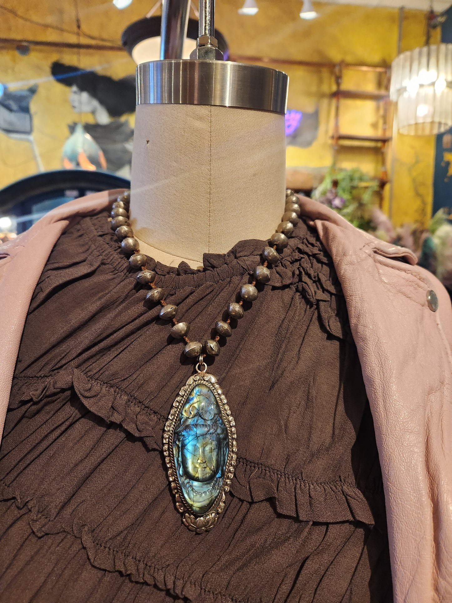 Buddha Carved Labradorite Necklace