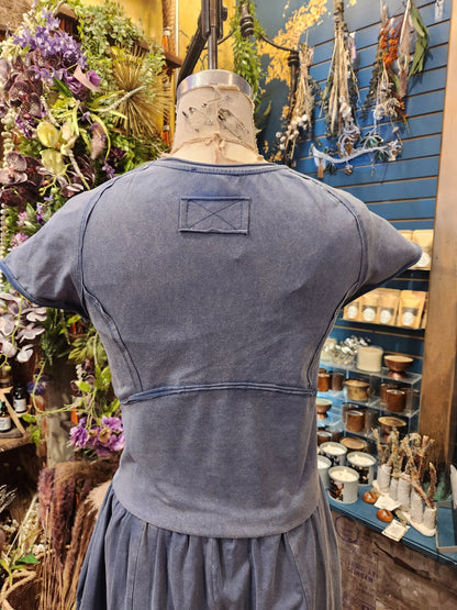 Mineral Washed Cropped T-shirt (Denim)