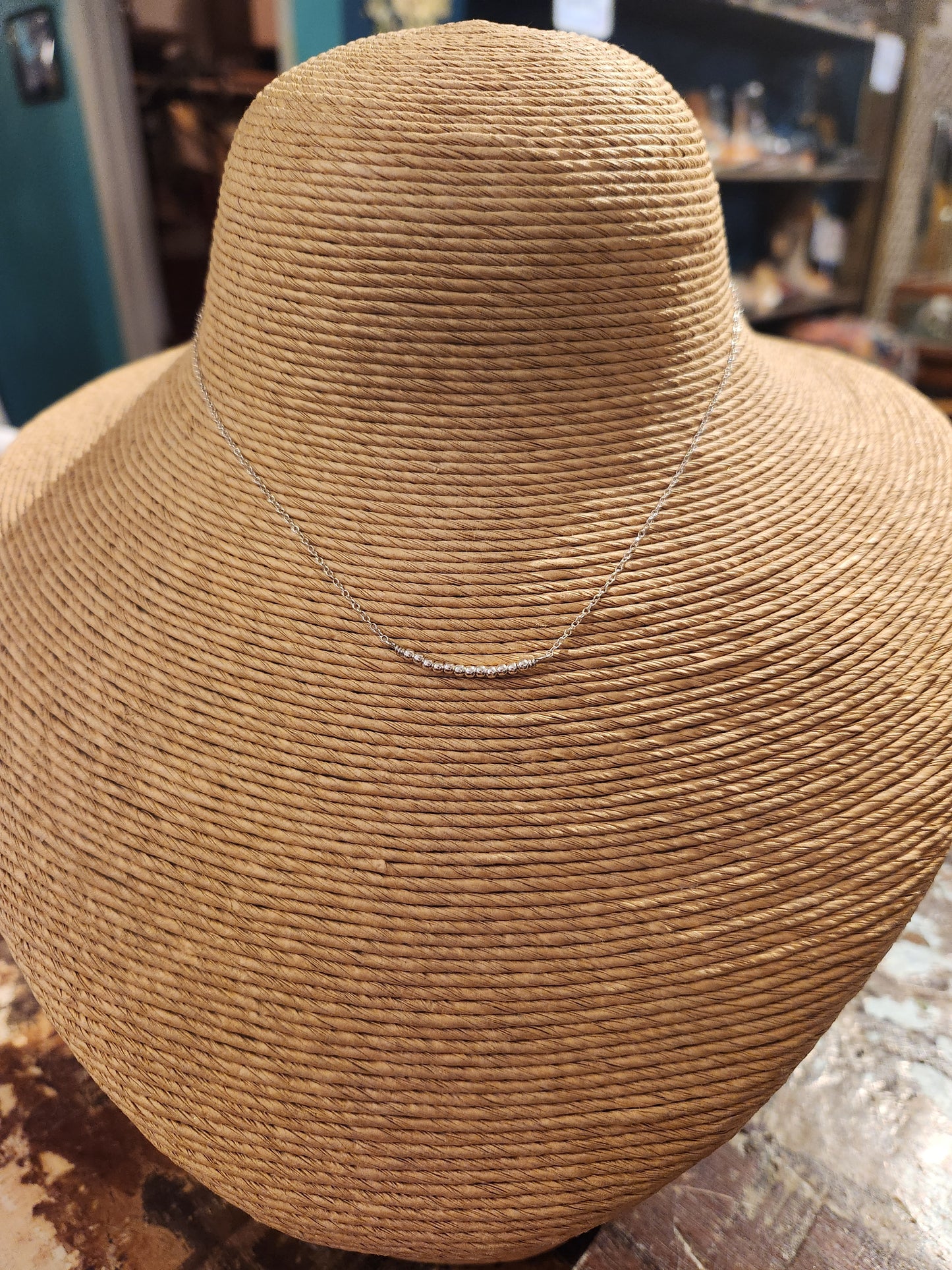 Sterling Silver Beaded Pendant - Delicate Chain