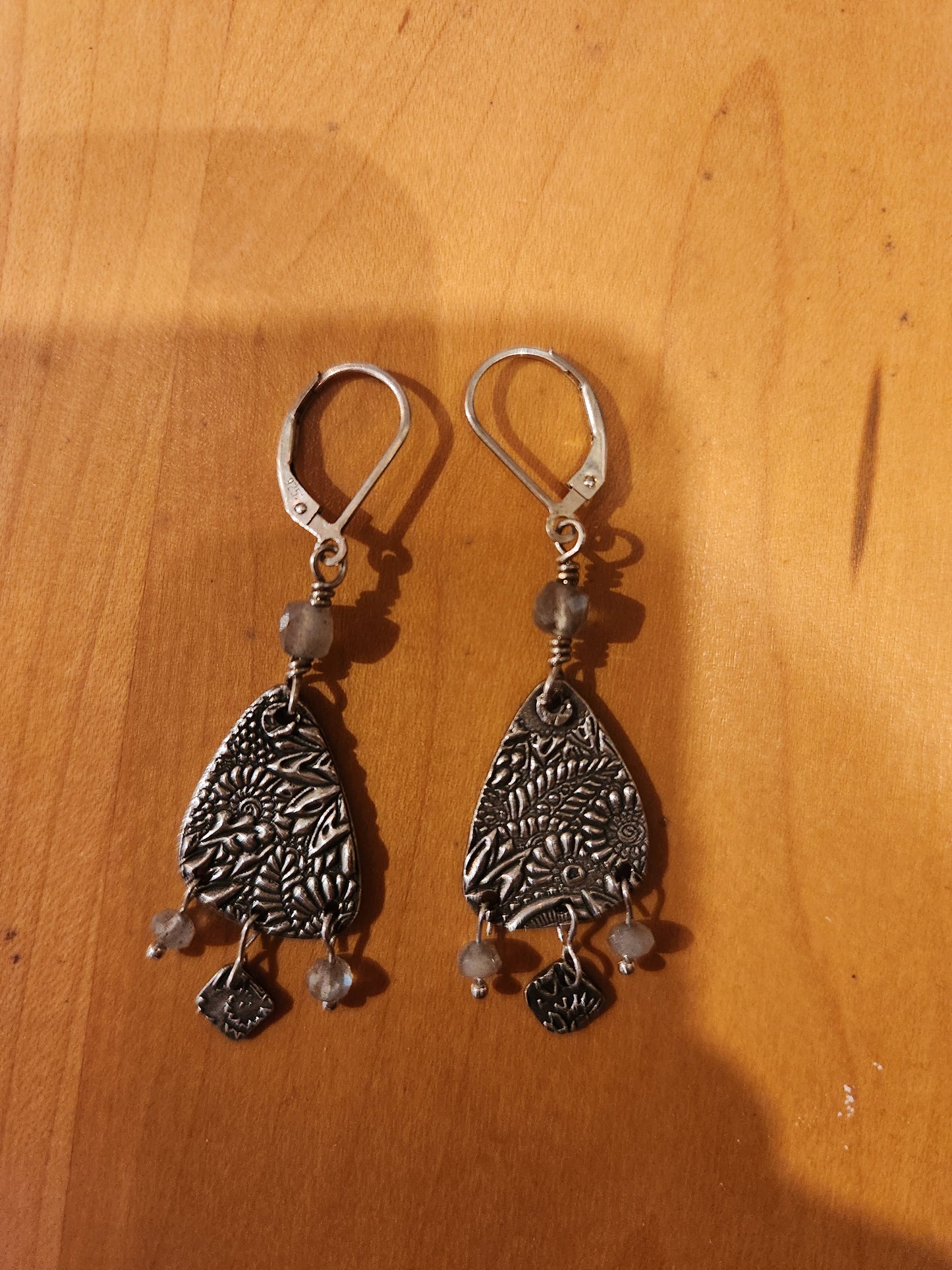 Textured Abstract Earrings- Sterling Silver