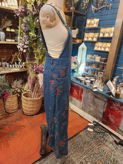 Rose Panel Denim Jumpsuit