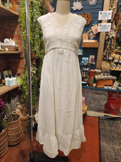Applique Detail Bodice, Empire Seam, Maxi Dress