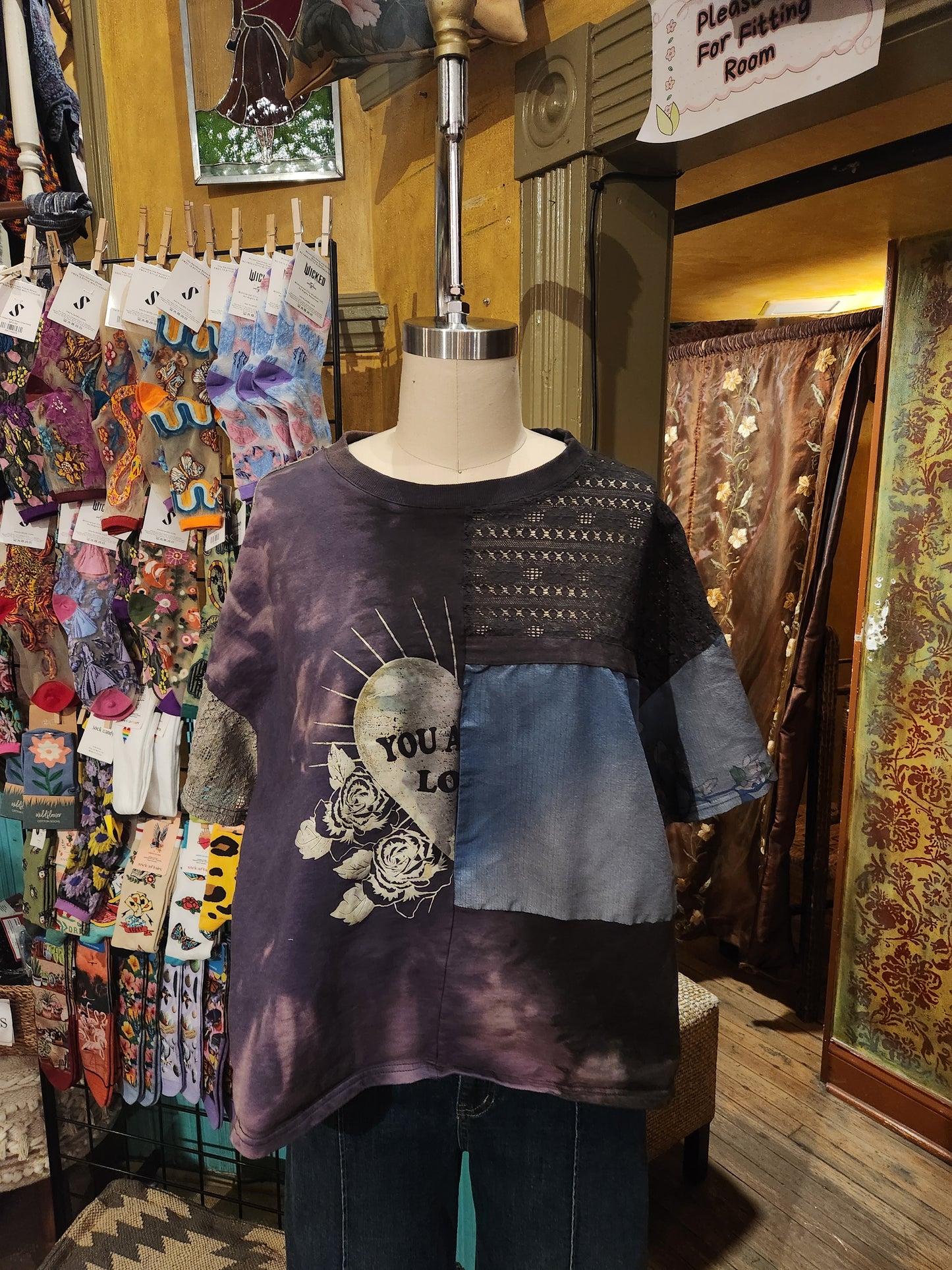 Hand Dyed 'Davi & Dani' Patchwork Curve Top