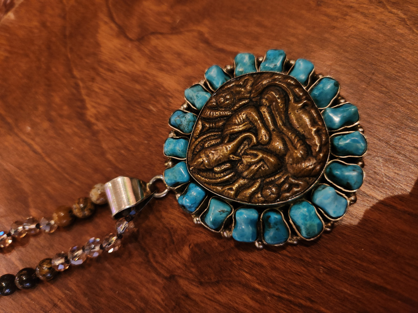 Ganesh Pendant with Mixed Stone Necklace