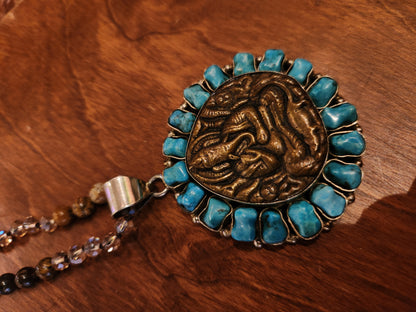 Ganesh Pendant with Mixed Stone Necklace