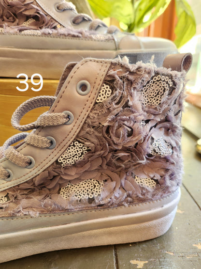 Hand Dyed Floral High Top Sneaker