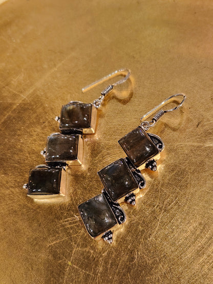 Labradorite Trio Dangle Earrings