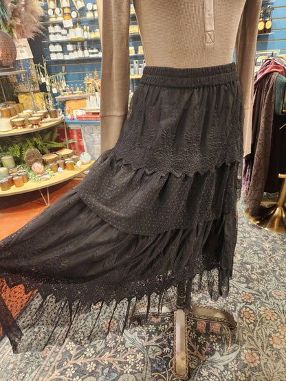 Chantilly Midi Skirt - Ebony