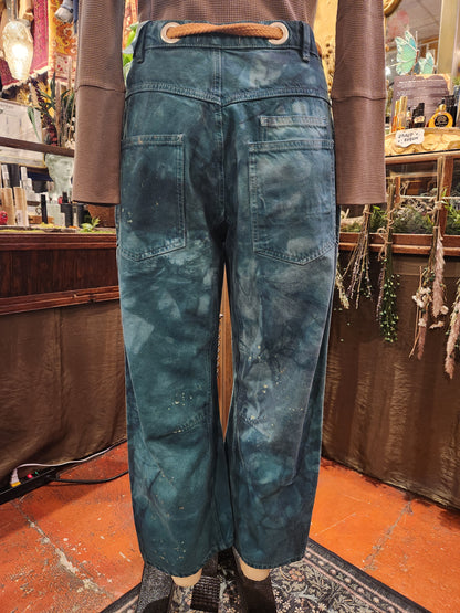 Hand Dyed Moxie Low Slung Drawstring Jeans - Teal