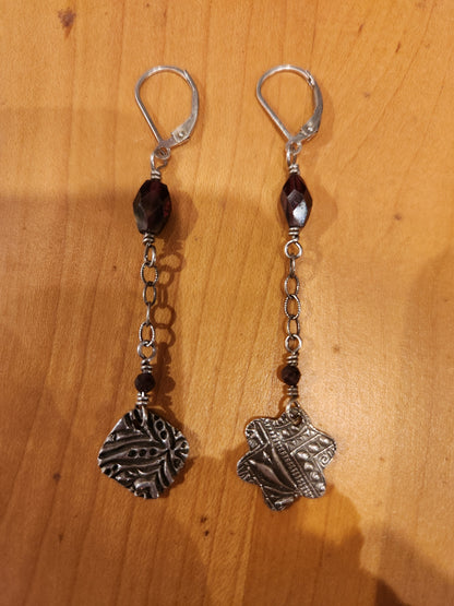 Garnet Drop Earrings - Sterling Silver