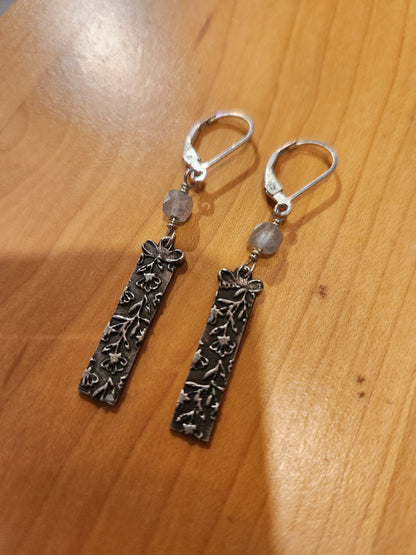 Textured Charm Earrings - Sterling Silver