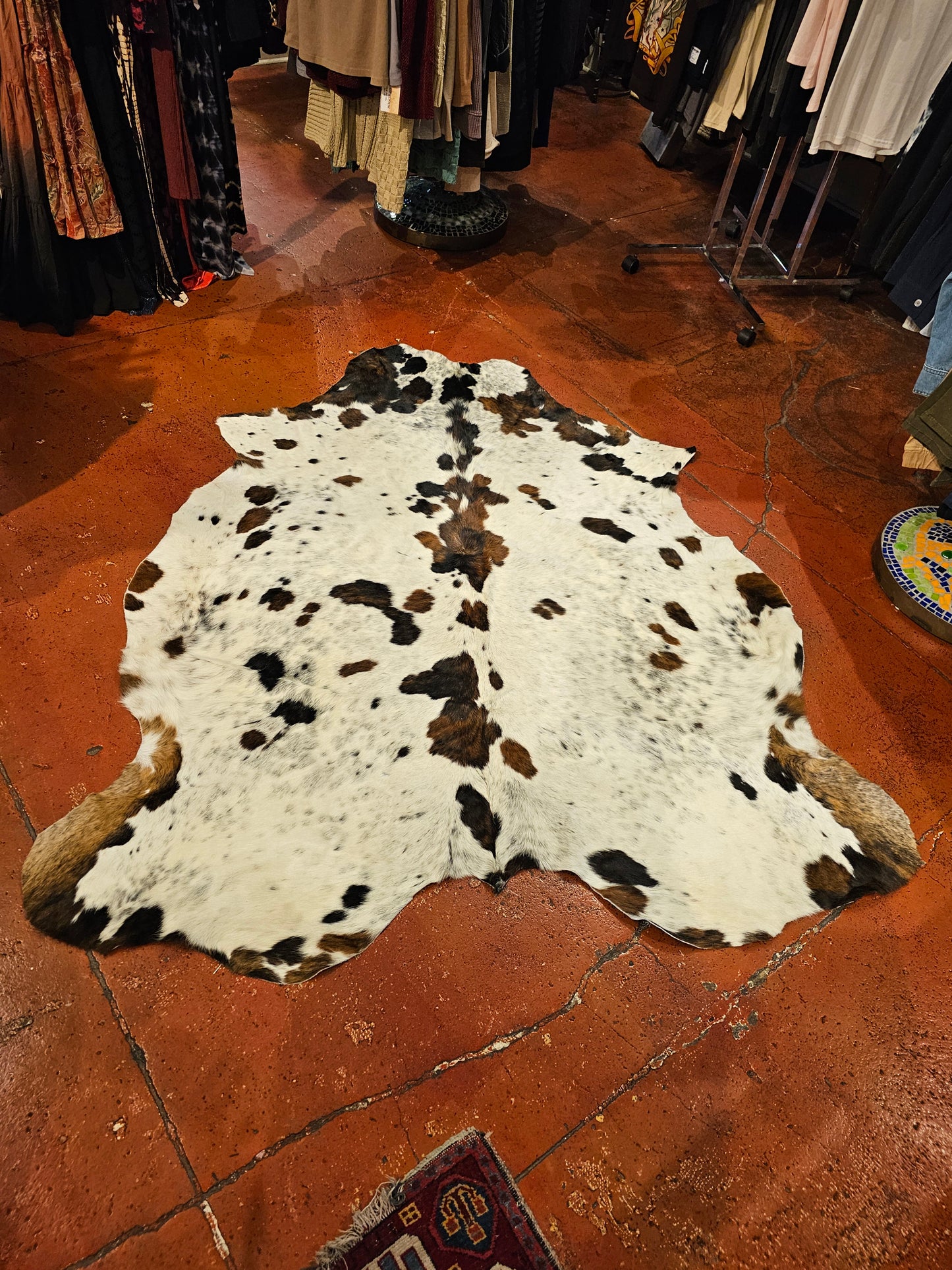 White & Black Speckled Cowhide Rug