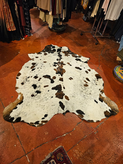 White & Black Speckled Cowhide Rug