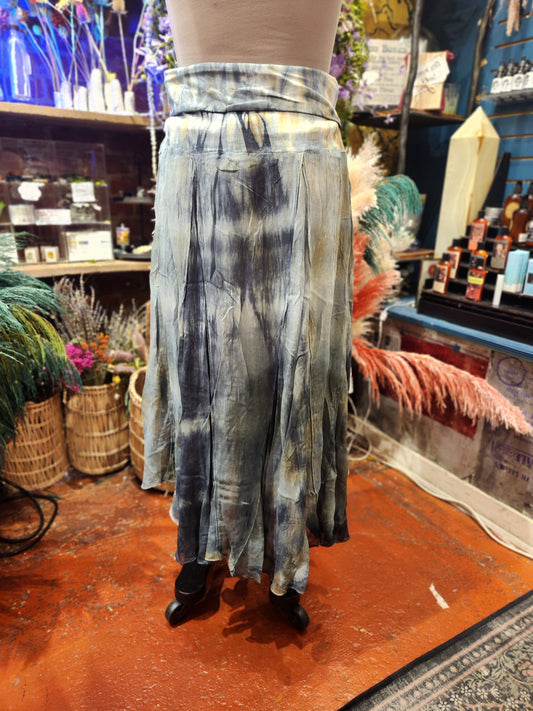 Grey/Ochre - Tie Dye Maxi Skirt