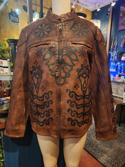 Tribal Fantasy Mauritius Leather Jacket - Dusty Kessel*
