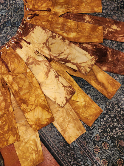 Hand Dyed Moxie Low Slung Drawstring Jeans - Marigold