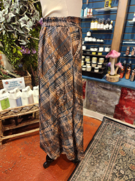 Corduroy Plaid Skirt