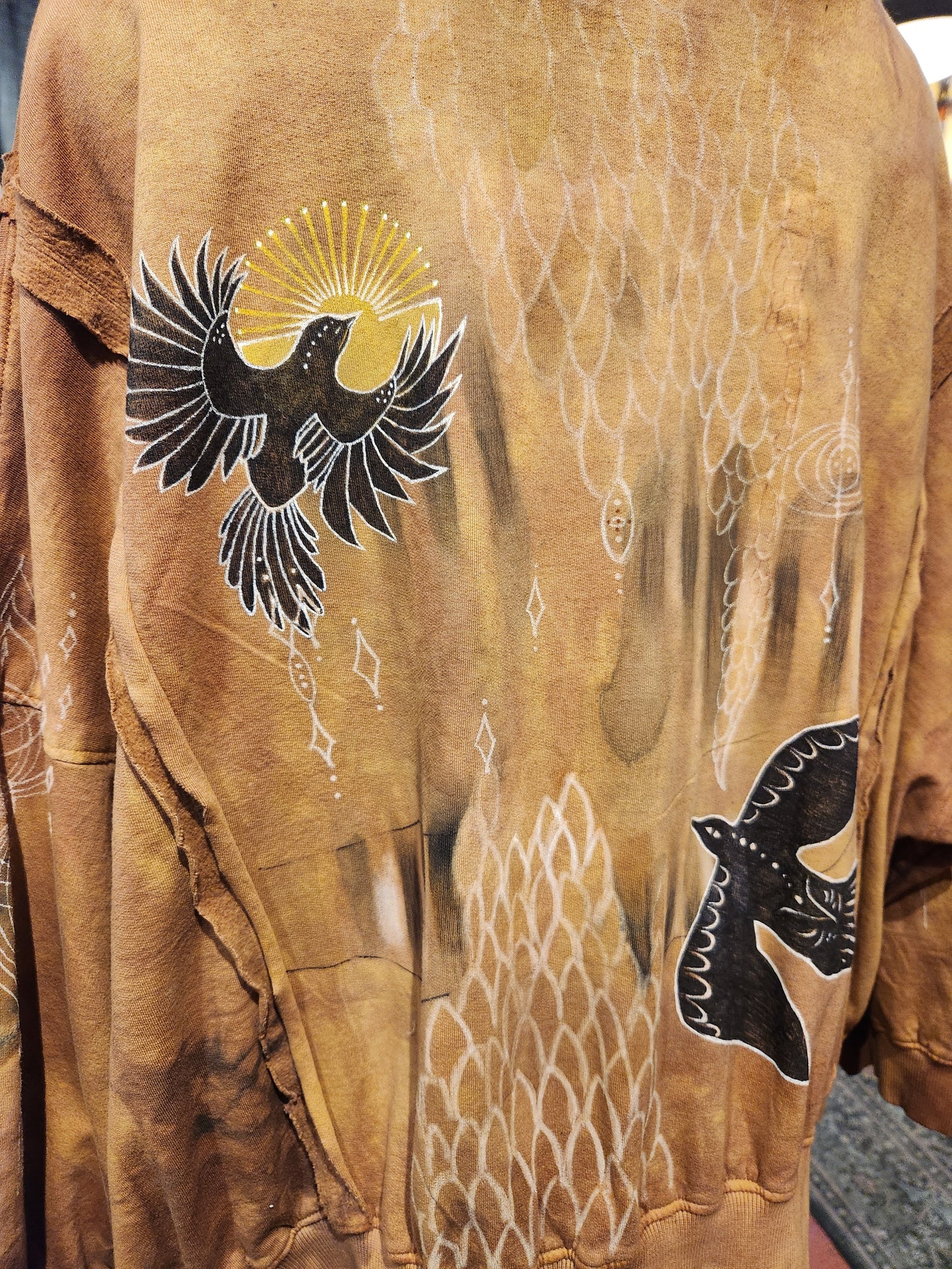 Bird of the Sun Paper Lace Custom Dyed Sweatshirt - Vaylmith