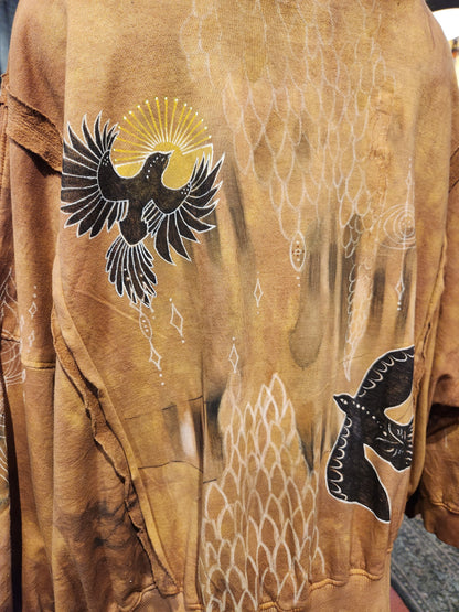 Bird of the Sun Paper Lace Custom Dyed Sweatshirt - Vaylmith
