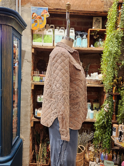 Bandana Quilted Shacket - Sand