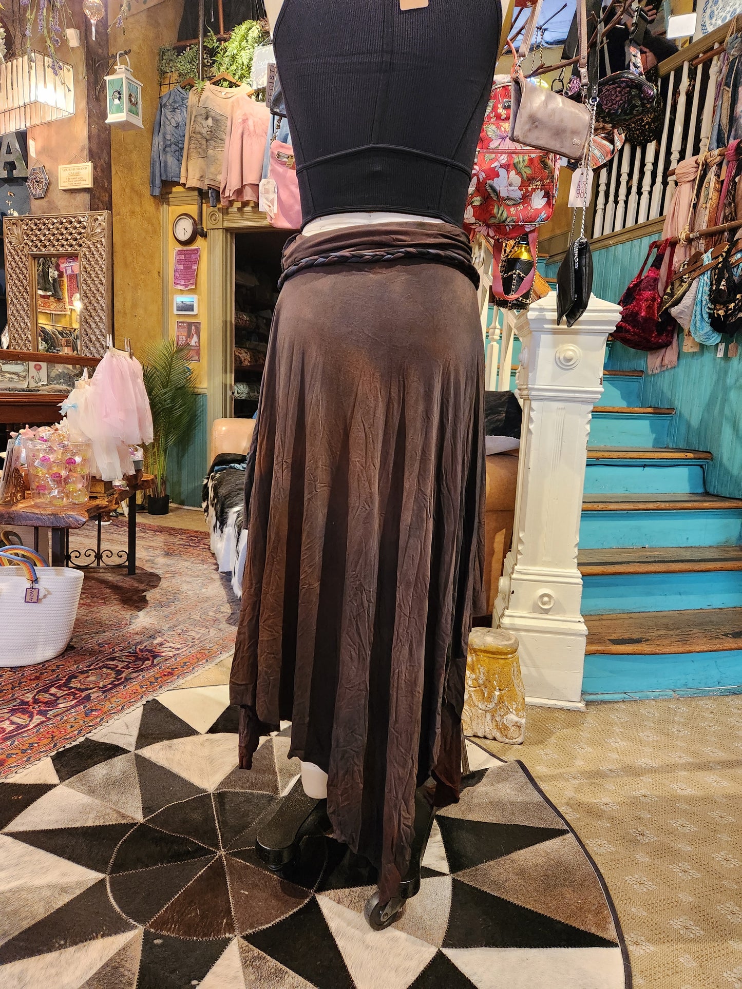 Maxi Athena Skirt - Brown w/ Braided Tie