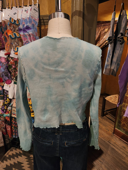 Hand Dyed 'Cutloose' Mesh Top - Blue