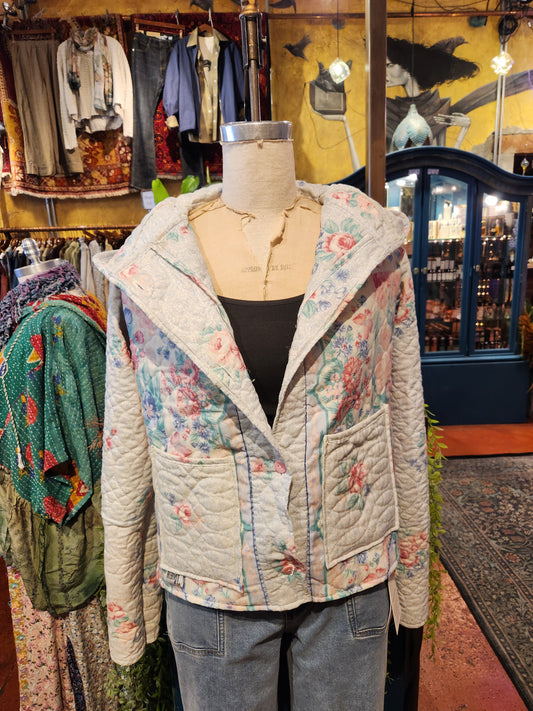 OOAK Pink Hooded Quilt Jacket