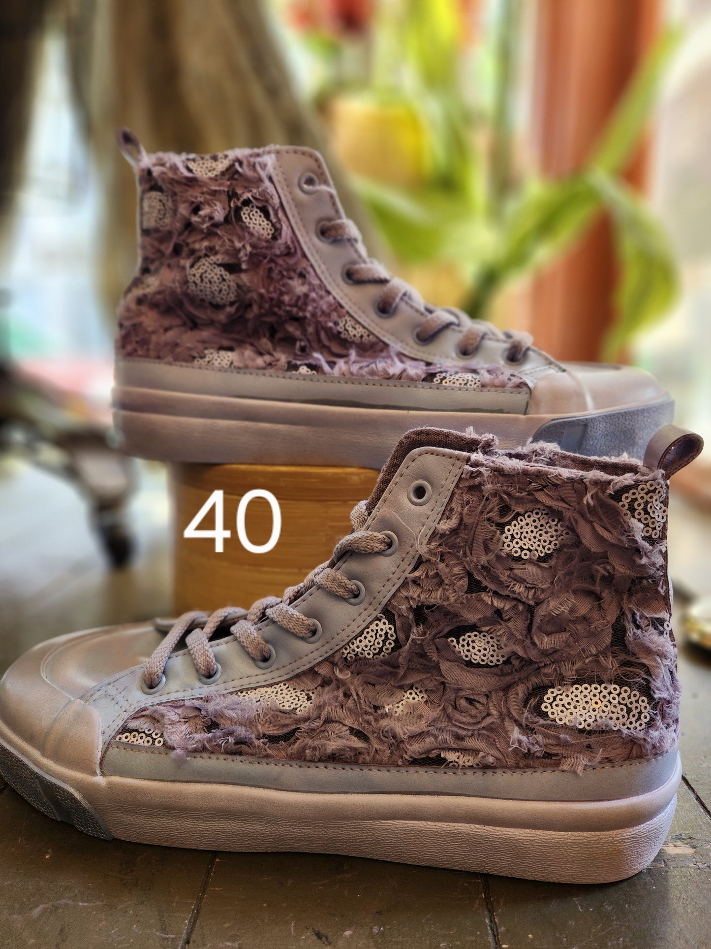 Hand Dyed Floral High Top Sneaker
