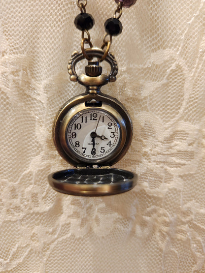Victorian Style Pocket Watch Necklace | Crown Emblem