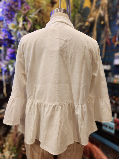 Kleen Linen/ Cotton  Ruffle Crop Jacket