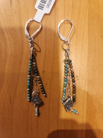 Beaded Strand Earrings with Charms - Sterling Silver